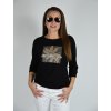 Černé tričko s 3/4 rukávem Megi s potiskem, květ B1434