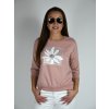 Růžové tričko s 3/4 rukávem Megi s potiskem, květ B1434
