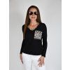 Černé tričko s kapsičkou LaTynka, dlouhý rukáv 0410