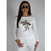 Bílé tričko s dlouhým rukávem LaTynka, květina 0419