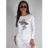 Bílé tričko s dlouhým rukávem LaTynka, květina 0419
