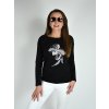 Černé tričko s dlouhým rukávem LaTynka, květina 0419