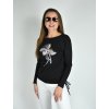 Černé tričko s dlouhým rukávem LaTynka, květina 0419
