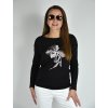 Černé tričko s dlouhým rukávem LaTynka, květina 0419