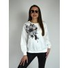 Bílá mikina s černou květinou Megi B2520