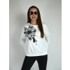 Bílá mikina s černou květinou Megi B2520