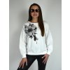 Bílá mikina s černou květinou Megi B2520