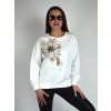 Bílá mikina s hnědou květinou Megi B2520