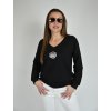 Černá mikina s véčkovým výstřihem a květinou Megi B2551