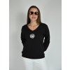 Černá mikina s véčkovým výstřihem a květinou Megi B2551