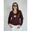 Bordó mikina s véčkovým výstřihem a květinou Megi B2551