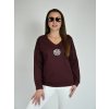 Bordó mikina s véčkovým výstřihem a květinou Megi B2551