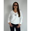 Bílá mikina s véčkovým výstřihem a květinou Megi B2551
