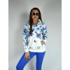 Bílá mikina s potiskem a kapucí Megi, modrá B02136