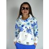 Bílá mikina s potiskem a kapucí Megi, modrá B02136