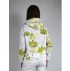 Bílá mikina s potiskem a kapucí Megi, světle zelené a žluté květy B0215