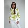 Bílá mikina s potiskem a kapucí Megi, světle zelené a žluté květy B0215