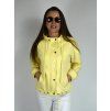 Žlutá bunda s kapucí, zipem a patenty
