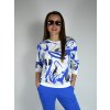 Bílá mikina s modrým vzorem Megi, kulatý výstřih B2587
