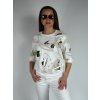 Bílá mikina s béžovým vzorem Megi, kulatý výstřih B2587