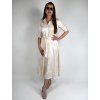 Dlouhé košilové šaty - béžová, bílá 04048