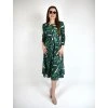 Zelené šaty s páskem a 3/4 rukávem 06844