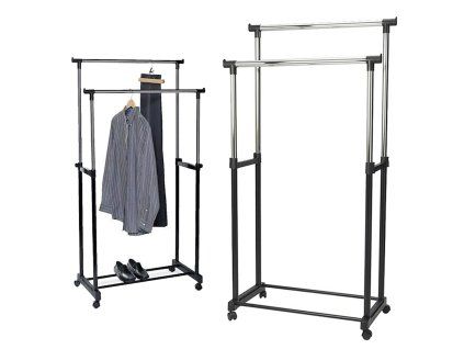 eng pl Double clothes hanger rack on wheels 1312 1