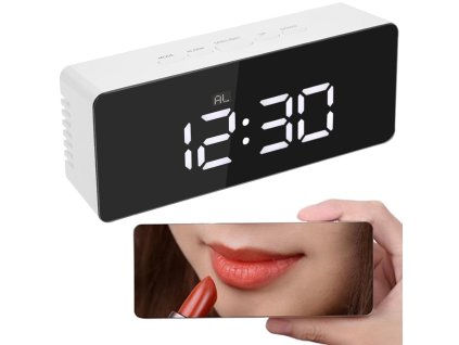 eng pl Clock alarm clock thermometer mirror led alarm date 4in1 2032 12