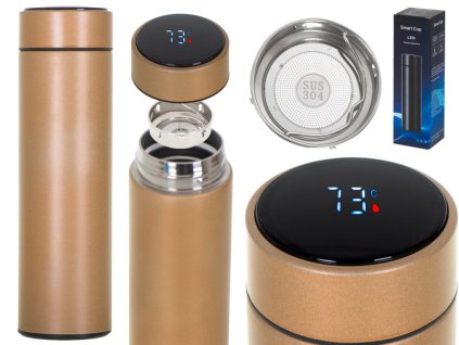 termohrnek smart lcd 500 ml zlatý