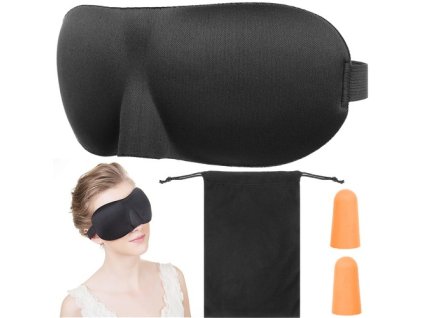 ISO Maska na spaní 3D + špunty do uší černá
