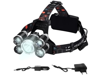 Čelovka LED ZOOM 5 x LED T6 CREE