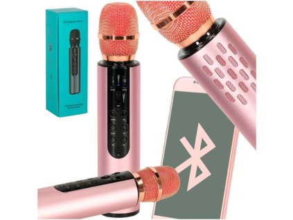 Mikrofon bezprzewodowy do karaoke Bluetooth rozowy 162073 680x680