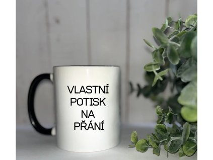 Hrnek bílý s černým uchem (levá strana)