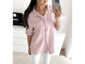 Mušelínové košile s douhým rukávem ,,Happiness,, light pink