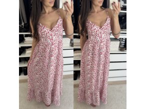 Dlouhé šaty ,,Boho,, malinové