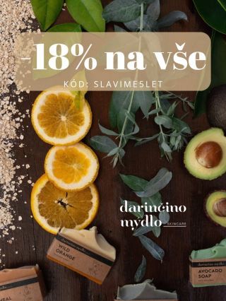 V Darinčině mýdle se teď slaví 🎉 A běží u toho mimořádná narozeninová akce –18 % na všechno. Jen na 5 dní. Kód zní:...