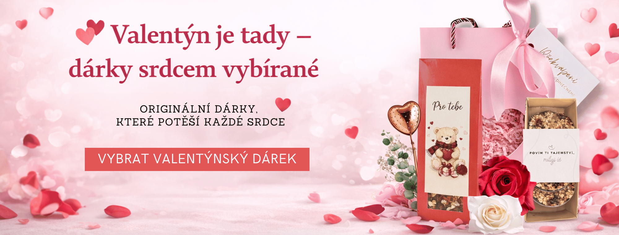 Valentýnský dárkový balíček pro ženu i muže – originální valentýnské dárky s doručením od Dárkovec.cz