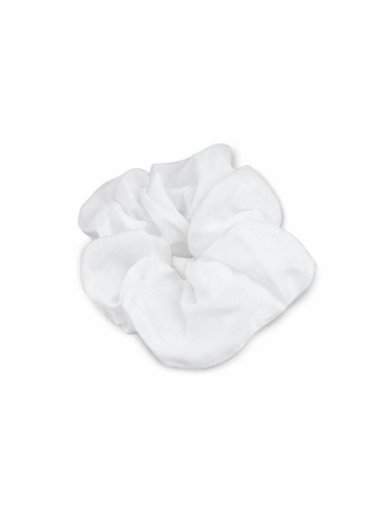 Saténová gumička do vlasů - Scrunchie bílá