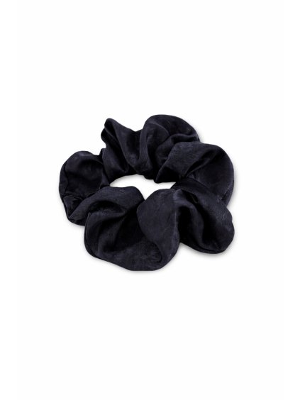 Saténová gumička do vlasů - Scrunchie černá