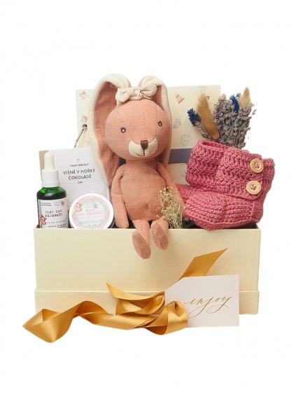 Dárkový balíček pro miminko s růžovým zajíčkem | Dárek pro miminko