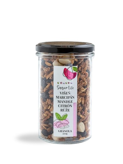 Višňová granola s marcipánem a květy růže Sugar Life