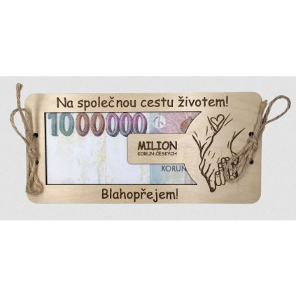 Přání Novomanželům milion korun- ruce