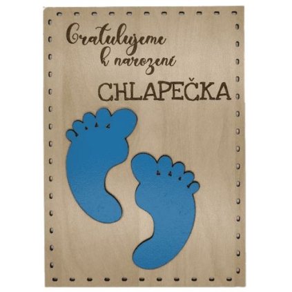 Dřevěné přání narození chlapečka