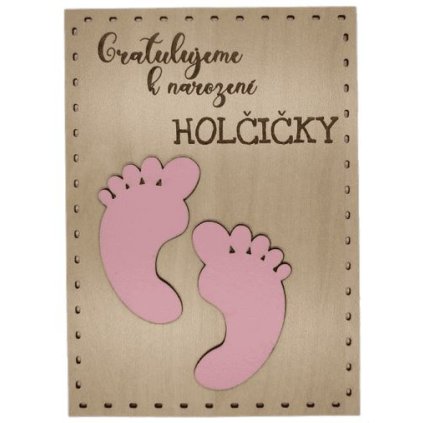 Dřevěné přání narození holčičky