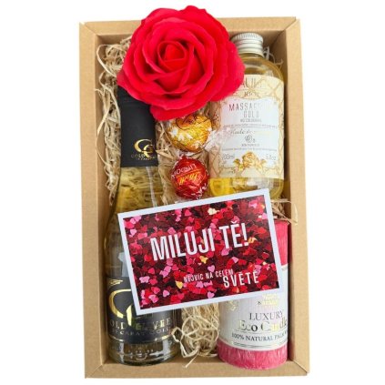 Dárkový balíček Miluji Tě se zlatým vínem