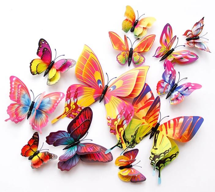 Barevní motýlci na zeď 12ks