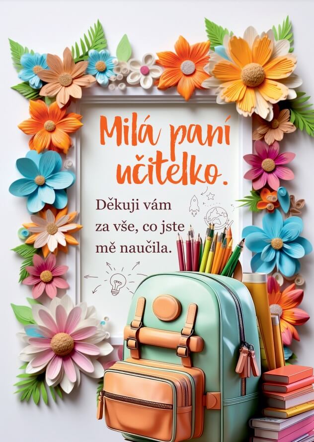 Přání pro paní učitelku Aktovka