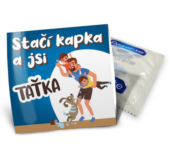 Vtipný kondom Stačí kapka a jsi taťka