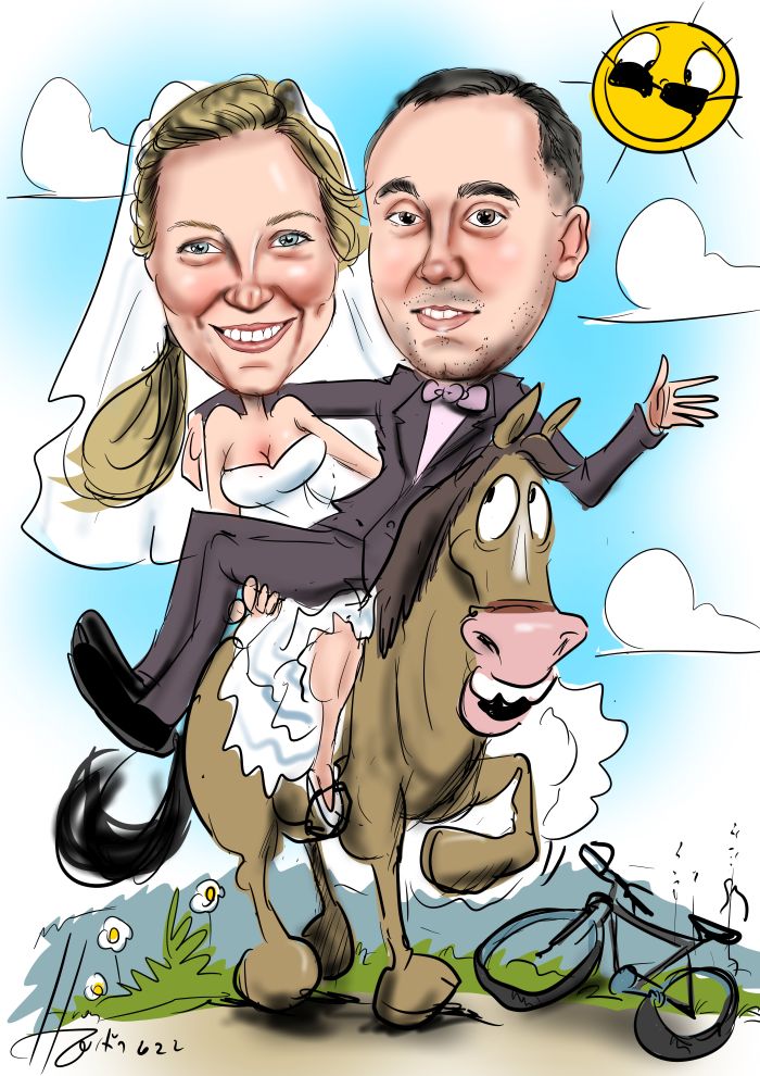 Svatební karikatura pro dva