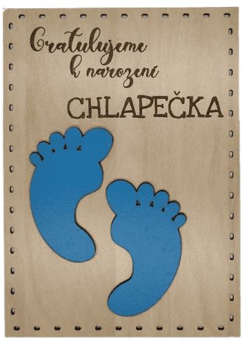 Dřevěné přání narození chlapečka